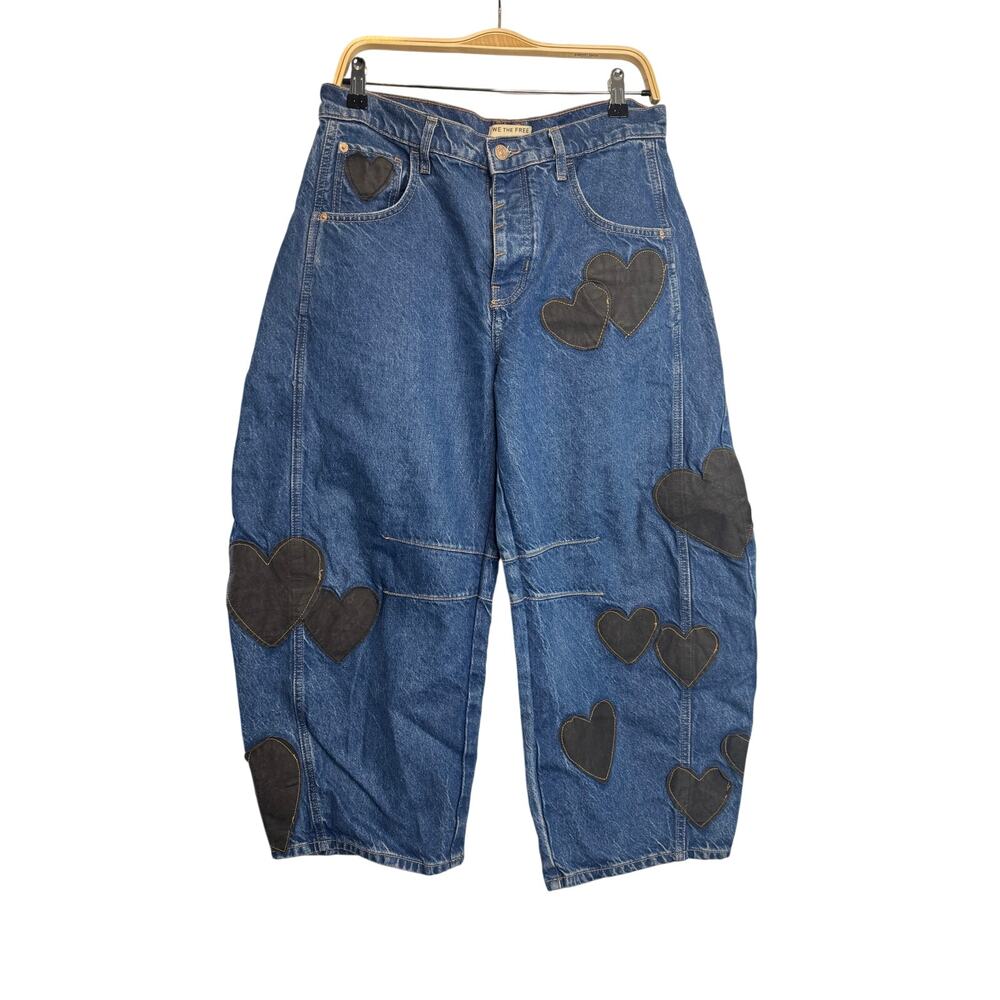 Free people / all‎ patched up barrel jeans / Sz 28s - Picture 3 of 4